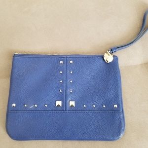 Juicy Couture blue studded leather clutch